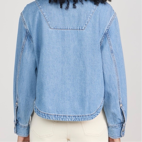 NWOT Madewell Denim Long Sleeve Crop Button Down Shirt - Picture 4 of 10